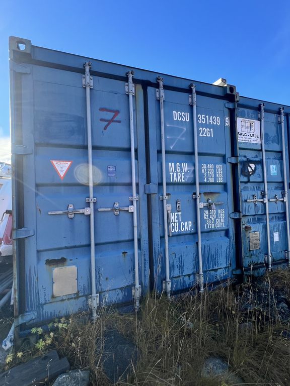 Blå 20 fods Container M/indhold ( nr 7)